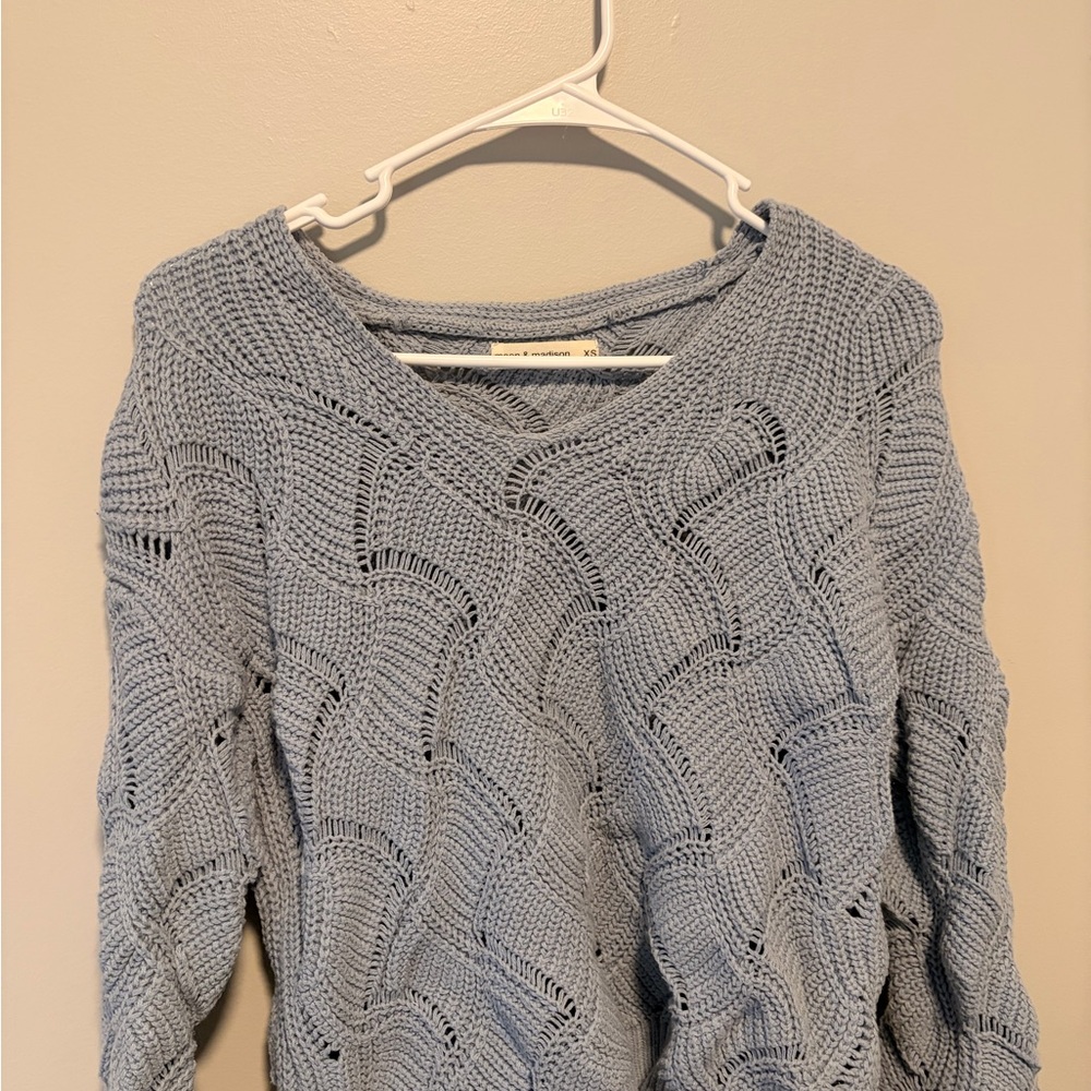 Moon & Madison Soft Blue Textured Sweater